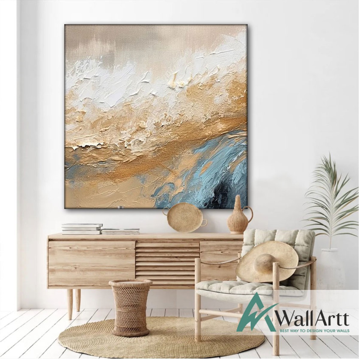 Abstract Earth n Sea 3d Heavy Textured Partial Oil Painting